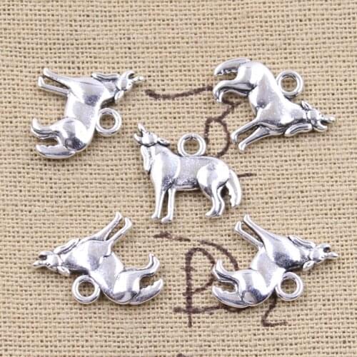 20pcs Charms Roaring Wolf 15x17mm Antique Silver Color Pendants Making DIY Handmade Tibetan Finding Jewelry
