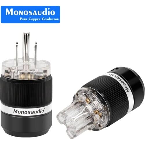 Monosaudio M101R/F101R US AC Power Plug Connector Pure Copper Rhodium 10A/250V 15A/125V Audio Grade Power Connector IEC320 C13