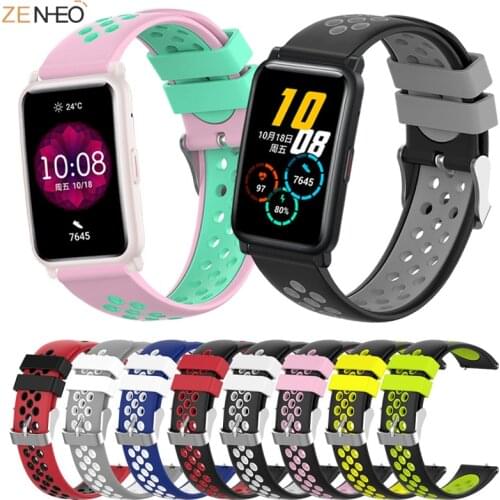 Silicone sport watch band For Samsung Galaxy watch active 2 40mm 44mm smart watch strap Replacement for Huawei honor ES 20MM