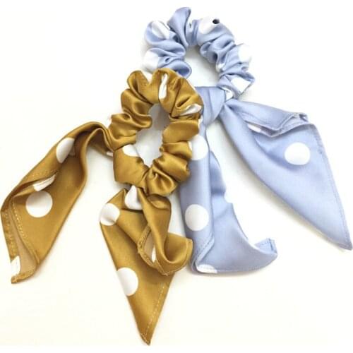 New arrival Fashion women New lovely knot bow Hair bands dot DIY hair scrunchies girls hair Tie Accessories Ponytail Holder