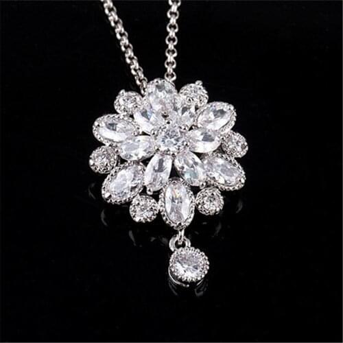 RONGQING 6pcs/lot AAA Zircon Ice Flower Pendant Short Necklace for Women Collars Anti-allergy Wedding Necklace Banquet Jewelry
