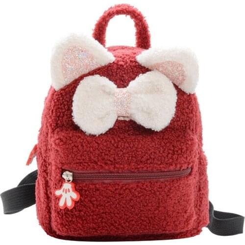 2020 New Kid Girls Backpack Cartoon Bowknot Plush School Cute Backpack For Girls Kindergarten School Bag