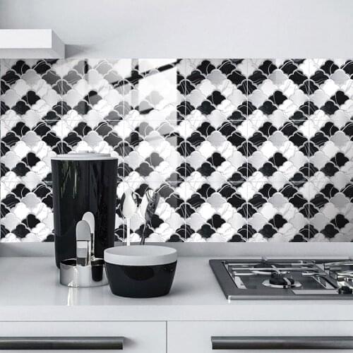 Self Adhesive Tile 10x10cm 3D Sticker Kitchen Bathroom Wall Sticker Waterproof Oilproof Wallpaper Tiles Home Decor Decals 5pcs