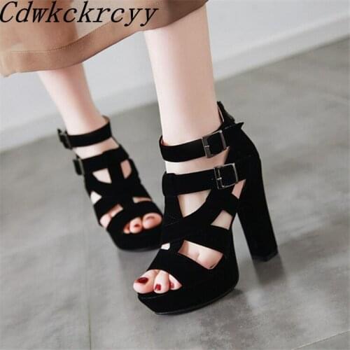 Summer New pattern fashion Europe and America Super high heel Women sandals gules black Thick bottom sexy banquet Women sandals