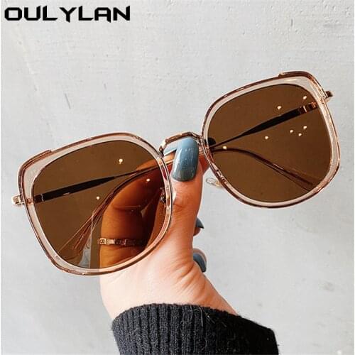 Oulylan Fashion Cat Eye Sunglasses Women Men Big Frame Metal Black Sun Glasses Ladies Vintage Eyewear Outdoor Goggles UV400