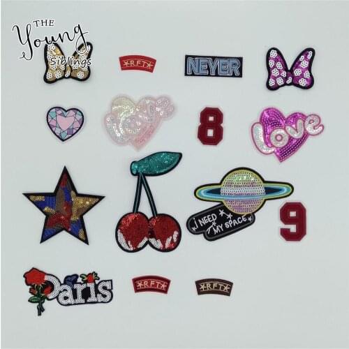 Fashion style Embroidery Hot melt adhesive Patches Numerals Letter Iron on patch Badges DIY Jacket Sewing Accessory C6300-C6315