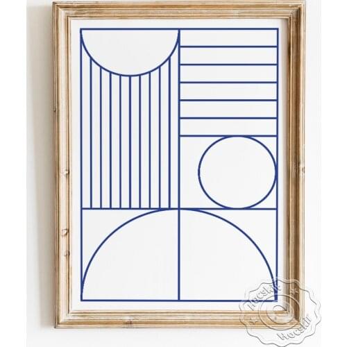 Bauhaus Style Minimalist Exhibition Poster, Golden Ratio Art Prints, Geometry Shape Lines Segmentation Design Inspiration Decor
