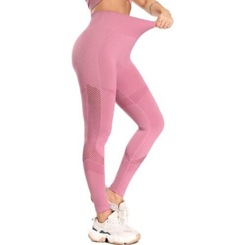 NORMOV Women Fitness Leggings Solid High Waist Workout Push Up Jeggings Slim Skinny Hollow Out Casual Female Leggings