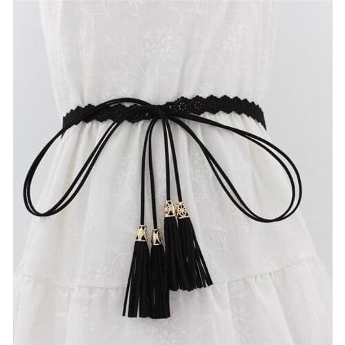 Fashion Multicolor Ladies National Style Hollow Tassel Tie Strap Waist Chain Womens Waistband Dress Accessories