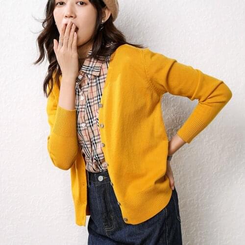 Women Cashmere Sweater Cardigan V Necked Single Breasted Loose Long Sleeve Tops For Autumn Elegant Ladies Knitting Blouse