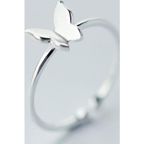 925 Sterling Silver Butterfly Women Ring Cocktail Party Jewelry Simple Animal Finger Rings Girls Valentines Day Gift Wholesale