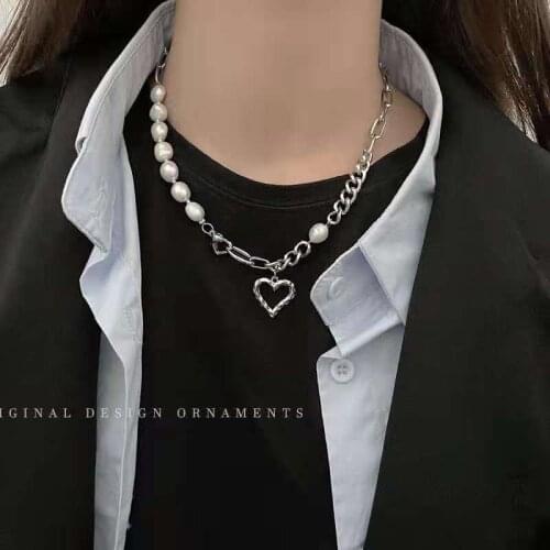 Natural Pearl Love Stitching Necklace woman