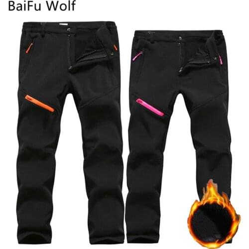 Winter Trousers Men Women Fleece Winter Softshell Camping Hiking Pants Outdoor Sports Waterproof Windproof Thermal