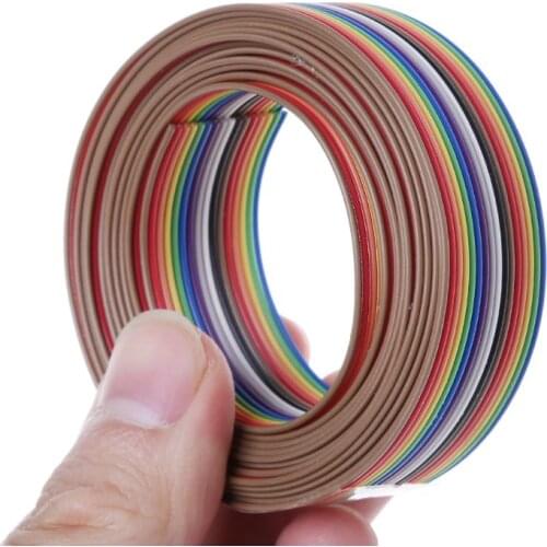2m 16 Pin Flat IDC Ribbon Extension Cable Rainbow Wire With 1.27mm Line Pitch Connect Wires