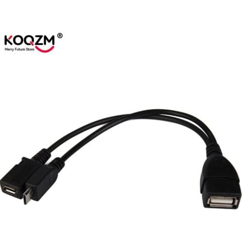 2 In 1 OTG Micro USB Host Power Y Splitter USB Adapter to Micro 5 Pin Male Female Cable 20cm