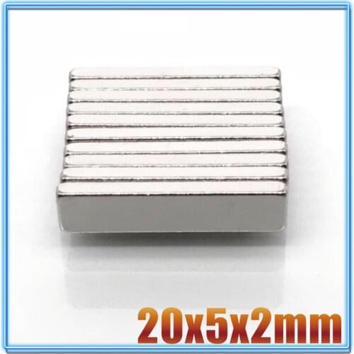 20~200PCS 20x5x2 mm Block Super Strong Magnetic Magnets 20mm*5mm*2mm Permanent Neodymium Rectangular Magnet 20*5*2 mm 20x5x2mm