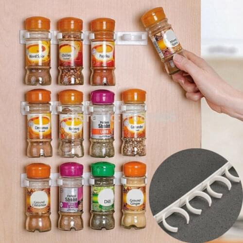 20 Clip Kitchen Spice Gripper Strip Jar Rack Storage Holder Wall Cabinet Door UK