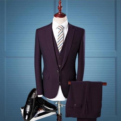 2020 New Single Breasted Men Formal Suits 3 Pieces Set Chinese Bridegroom Tuxedos Slim Wedding Suit