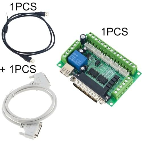 3PCS/SET 1PCS MACH3 Control board+ USB Cable+LPT Cable 5 Axis CNC Interface Adapter Breakout Board For Stepper Motor Driver