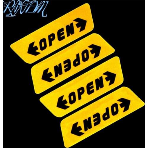 4pcs/set styling Reflective Door Open Warning Stickers for Nissan Teana X-Trail Qashqai Livina Tiida Sunny March Murano Geniss