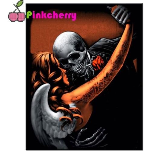 Skull Full drill Diamond Painting Mosaic Angel demon rhinestone Picture mosaic Skeleton Diamond Embroidery gift k1309