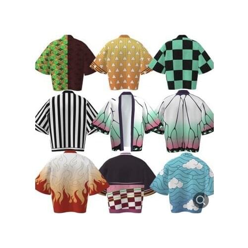 Anime Kimono Haori Yukata Coat Demon Slayer Windbreaker Cosplay Casual Sweater Streetwear Kimetsu no Yaiba Printing