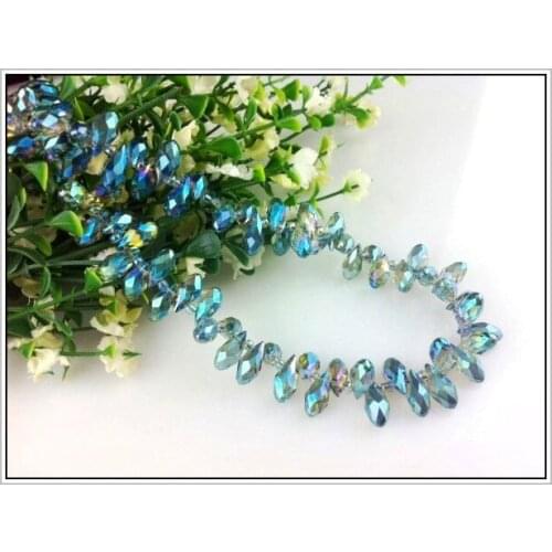 Free Shipping Pendants Crystal Beads 100Pcs 6*12MM Clear Green Crystal Teardrop Beads For Jewelry Making Craft DIY Beads