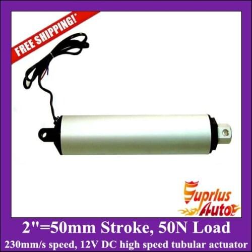 FREE Shipping High Speed 230mm/s, 12V DC 2inch/ 50mm 50N Force Tubular Actuator, Linear Actuators