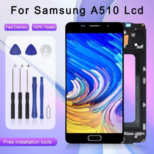 A5 2016 Display For Samsung Galaxy A510 Lcd With Touch Screen Digitizer Assembly Replacement A510F Panel With Frame