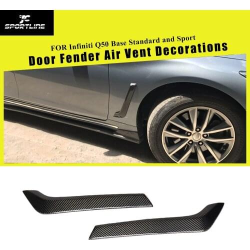 For Infiniti Q50 Base Standard and Sport 2014 - 2019 Carbon Fiber Door Fender Air Vent Decorations Spoiler