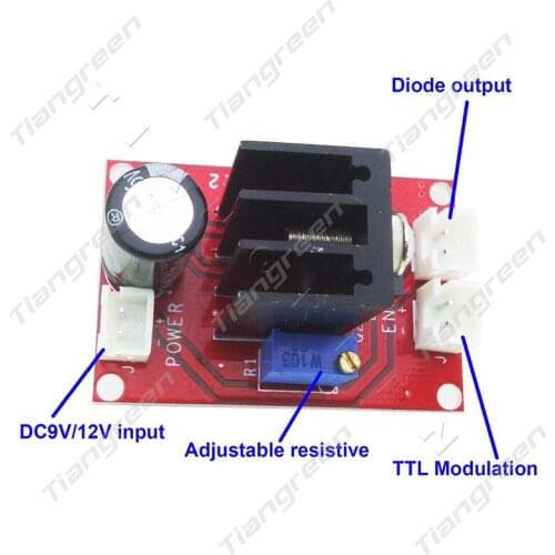 Laser Diode Module Driver for 100mW 200mW 500mW 1W 2W 445nm 450nm Blue Laser DC9V/12V Input with TTL