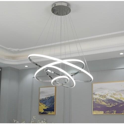 Chrome Plated 4/3/2 Rings Modern LED Chandelier for dinningroom livingroom hanging nordic lamp led Lustre Pendant Chandelier