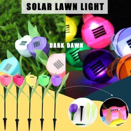 Simulation Lantern Solar light Tulip Flower Lamp Multi-Color Outdoor Waterproof Garden Yard Path Lawn Insert Solar Lights