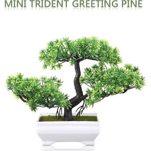 Mayitr Artificial Bonsai Tree 18cm Square Pot Welcoming Plant For Office Home Decoration Furnishings Decorative