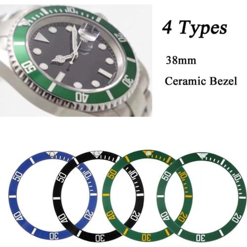38mm Watch Face Ceramic Bezel Insert For 40mm Submariner Automatic Mens Watches Replace Accessories Black/Blue/Green