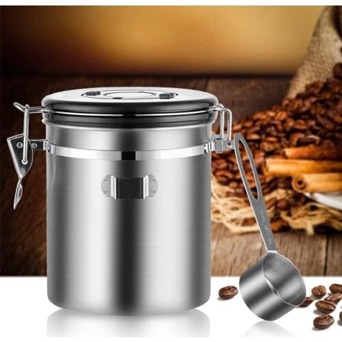 Coffee Canister With Scoop Airtight Coffee Container Stainless Steel Storage Canister Set For Coffee Beans Tea