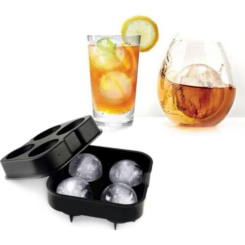 Cocktail Whiskey Ice Ball Maker Ice Cube Tray 4 Large Silicone Ice Molds DIY Round Mould Kitchen Bar Accessories Supplies Tools