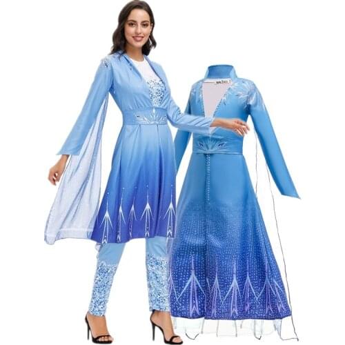 Halloween Carnival Party Snow Queen Anna Elsa Costume Masquerade Anna Princess Cosplay Parent-child Fancy Dress