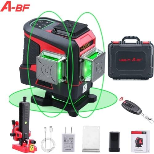 A-BF & UNI-T 12 Lines Laser Level Green Beam Line 3D Self-Leveling 360 Horizontal And Vertical Laser Level Auto Remote Control