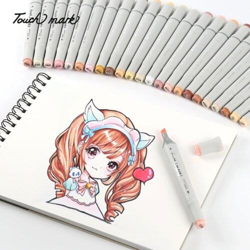 TouchMark 24 Colors Character skin color Markers Pen Set Dual Headed Oily Alcohol Based Sketching Markers For Animation Art Sup
