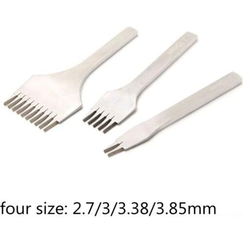 3Pcs/ set Leather Craft Tool Set Hole Chisel Graving Stitching Punch Tools Kit 2.7/3/3.38/3.85mm 2+5+10 prong tools
