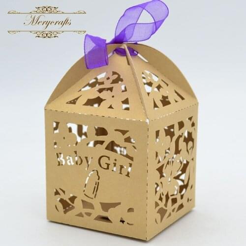Laser cut magnolia pattern with baby girl design communion favors baby shower gifts boxes
