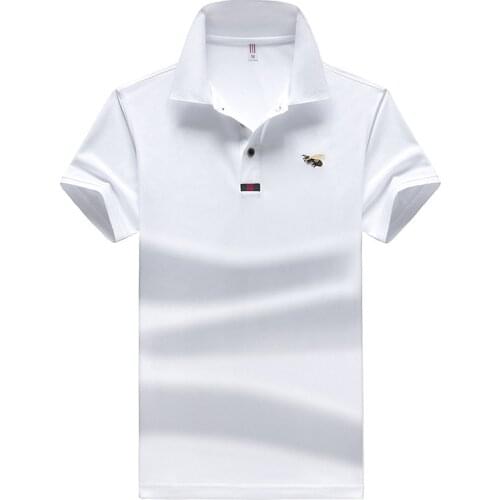 New Brand Bee Embroidery Polo Shirt Men Summer Short Sleeve Solid Color Polo Men Large Size M-4XL Sportswear Polo T Shirt Men