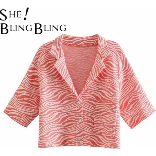 SheBlingBling 2021 Za Summer Women Two Piece Set Chic Print Jacquard Crop Shirt and Shorts High Quality Female Sets