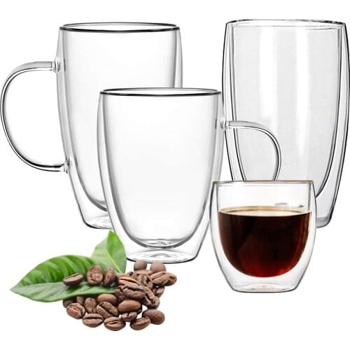 1/2/4/6Pcs Heat-resistant Double creative Wall Glass Cup Set milk Tea wine Mugs Coffee Handmade Beer Whiskey Healthy Drinkware