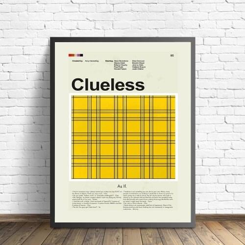 Clueless Mid-Century Modern Inspired Poster Vintage Colorful Canvas Painting Retro Wall Pictures for Living Room Home Decor