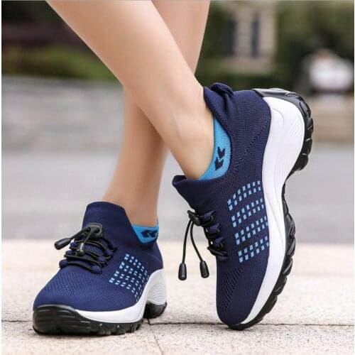 Spring Women Sneaker 2021Casual Wedge Ladies Socks Sports Shoes Lace Up Comfortable Female Vulcanized Shoes Outdoor Walking Shoe