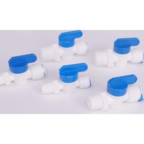 RO Water Fit Tube O/D 1/4" 3/8" Pushfit -1/4" 3/8" 1/2" BSP Male Ball Valve Connector Fitting Aquarium Reverse Osmosis Dispenser