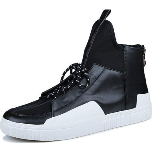 JINANDYU Men High Top Fashion Hip-hop Dance Shoes Lace Up Trainers leather Shoes Outdoor mens shoes casual Flats Shoes Mans