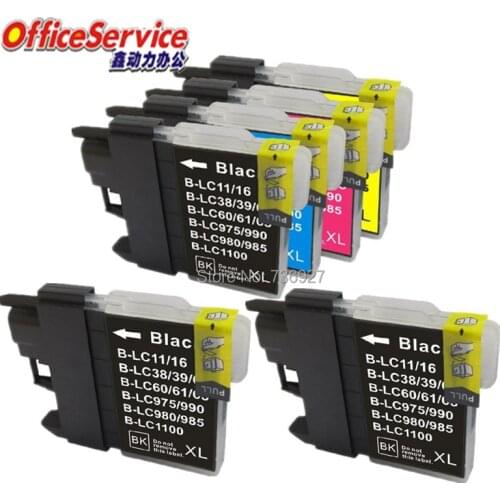 6X LC980 LC985 LC1100 High Quality Compatible Ink Cartridge for Brother DCP-J140W DCP-145C DCP-165C DCP-185C printer